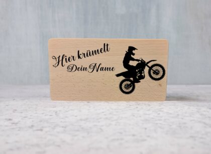 Frühstücksbrett "Motorcross" aus Buche.