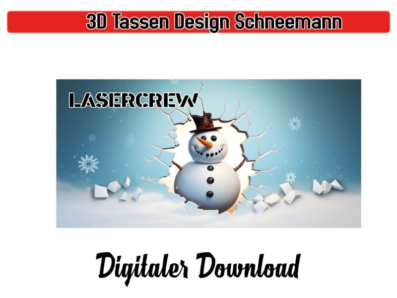 3D Bechervorlage Sublimation Druck "Schneemann/Snowman 4" Becher Digital * PNG