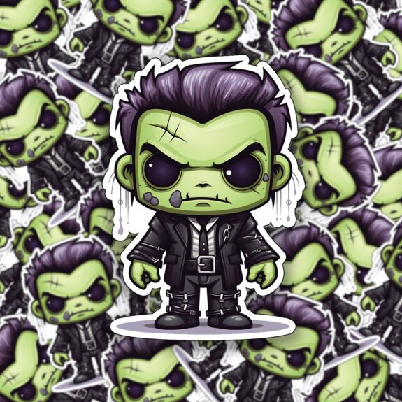 Zombie Retro Halloween Sticker 5er Pack