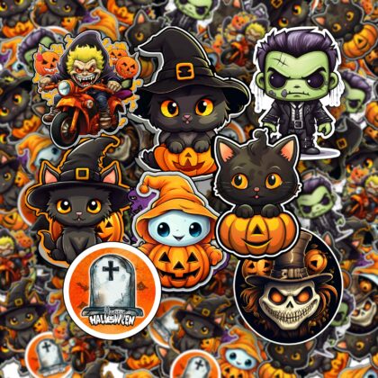 Retro Halloween Sticker 8er Pack #2
