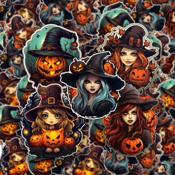 Retro Halloween Sticker 5er Pack #3
