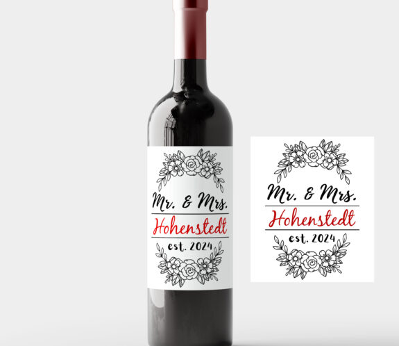 Personalisiertes Wein Flaschen Etikett Hochzeit "Mr&Mrs" Floral | Weinflaschenaufkleber | Hochzeit | Geschenk | Hochzeitsgeschenk | Hochzeitsdeko