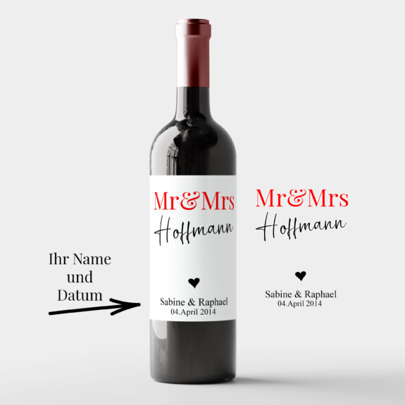 Personalisiertes Wein Flaschen Etikett Hochzeit "Mr&Mrs"  | Weinflaschenaufkleber | Hochzeit | Geschenk | Hochzeitsgeschenk | Hochzeitsdeko