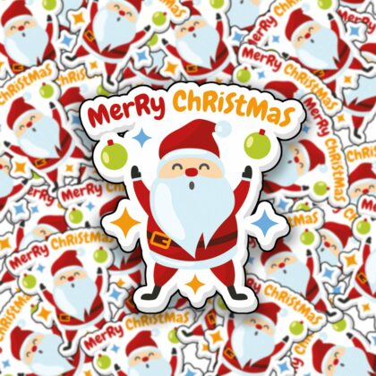Merry Christmas Sticker mit Weihnachtmann (4 Stück)