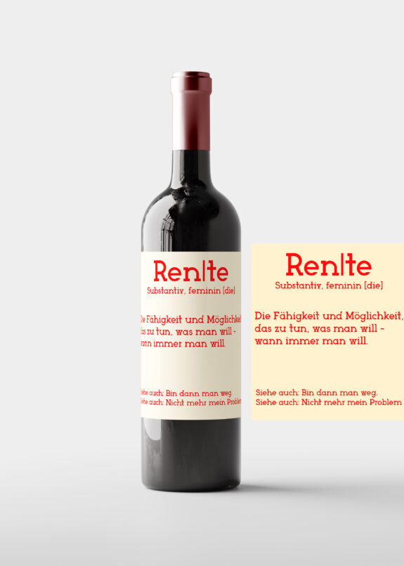 Personalisiertes Weinetikett "Zur Rente" | Weinflaschenaufkleber | Rente | Geschenk | Weinetikett