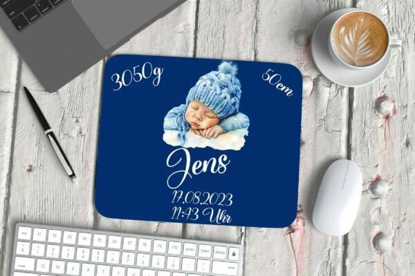 1902202567b59aed29b02.jpeg Mauspad personalisiert mit Geburtsdaten - Wunschmotiv, Name & Foto