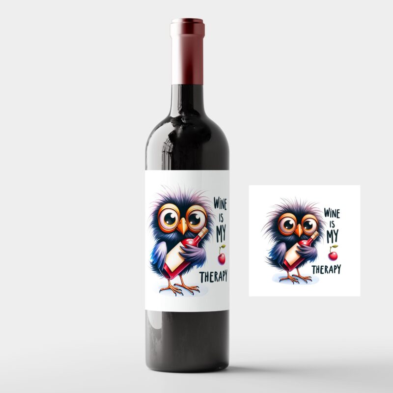 Personalisiertes Weinetikett "Wine is my Therapy" | Weinflaschenaufkleber | Geburtstag | Geschenk | Waschen Weinetikett Gift