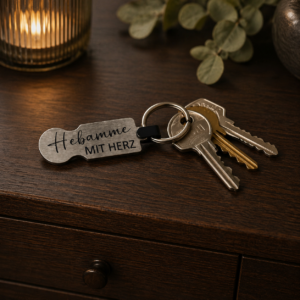 Einkaufswagenlöser festes Design Einkaufswagenlöser „Hebamme mit Herz“ – Rückseite personalisierbar