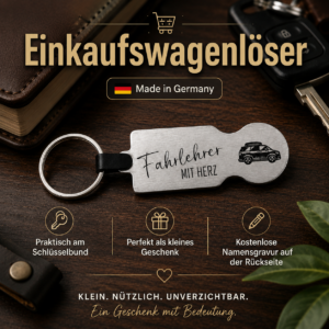 Einkaufswagenlöser „Fahrleherer mit Herz“ – Rückseite personalisierbar