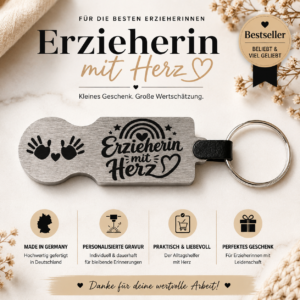 Einkaufswagenlöser „Erzieherin mit Herz“ – Rückseite personalisierbar Design2