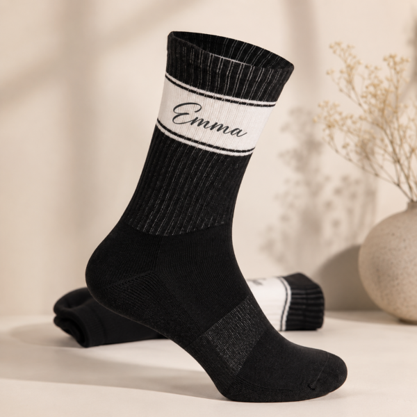 Socken personalisiert mit Wunschtext oder kleinem Bild – 7 Farben