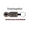 Silberner Einkaufswagenlöser mit Herzmotiv, Gravur Patenonkel mit Herz und Schlüsselring