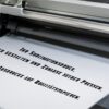 Bedruckter A3-Sublimationsbogen bei der Ausgabe aus einem Großformatdrucker