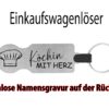 Originalansicht Köchin mit Herz Silberner Einkaufswagenlöser mit Kochmütze, Schriftzug Köchin mit Herz und Schlüsselring