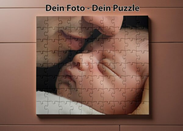 Rechteckiges Puzzle mit einem persönlichen Foto von Elternteil und Baby