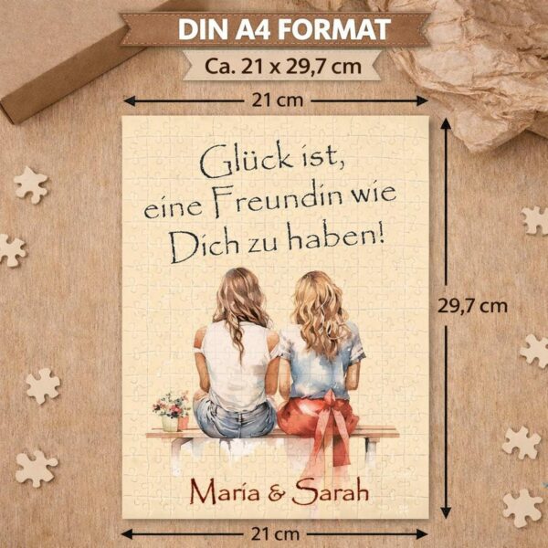 Beste-Freundin-Puzzle im DIN-A4-Format Personalisiertes Freundschafts-Puzzle im Format 21 mal 29,7 Zentimeter