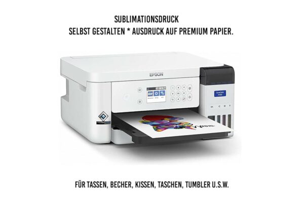 Drucker mit farbig bedrucktem Sublimationspapier für eigene Transferprojekte