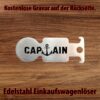Design Captain Edelstahl-Einkaufswagenlöser mit Captain-Schriftzug und Ankermotiv