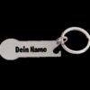 Rückseite des Einkaufswagenlösers mit beispielhafter Namensgravur Dein Name