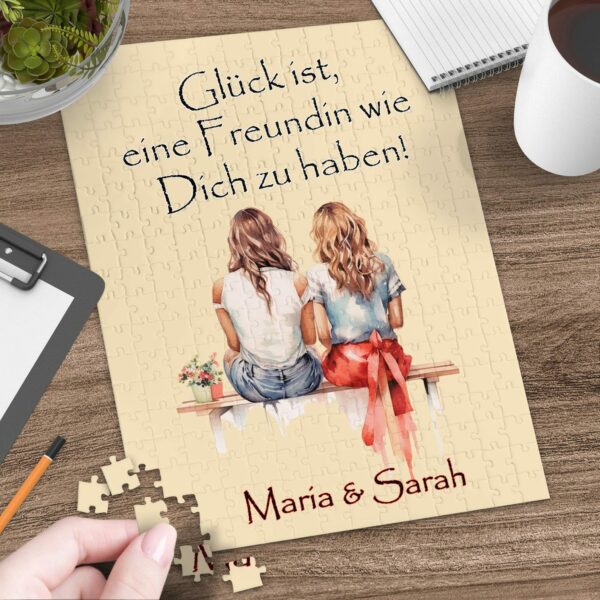 Freundschafts-Puzzle mit zwei Wunschnamen Zusammengesetztes DIN-A4-Puzzle für die beste Freundin mit personalisierten Namen