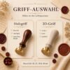 Wachssiegelstempel mit klassischem Holzgriff und modernem 3D-Druck-Griff zur Auswahl
