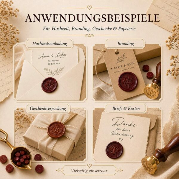 Wachssiegel für Hochzeitseinladungen, Branding, Geschenkverpackungen sowie Briefe und Karten