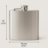 Flachmann 180 ml Maße Silberner 180-ml-Flachmann mit einer Breite und Höhe von jeweils etwa 95 Millimetern
