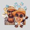 Teilweise gelegtes rechteckiges Fotopuzzle mit einem persönlichen Urlaubsfoto