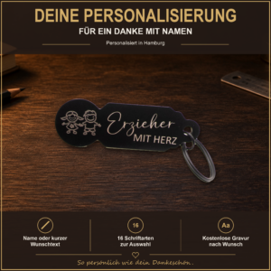Personalisierter Einkaufswagenlöser mit Wunschtext und Auswahl aus 16 Schriftarten