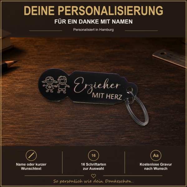 Personalisierter Einkaufswagenlöser mit Wunschtext und Auswahl aus 16 Schriftarten