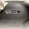 Einkaufswagenlöser ’nen Scheiß muss ich mit Gravur Personalisierter Edelstahl-Einkaufswagenlöser mit Einhorn-Motiv, Spruch und kostenloser Namensgravur