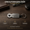 Personalisierter Edelstahl-Einkaufswagenlöser mit Herz und Gravur Patenonkel mit Herz