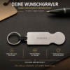 Rückseite des Einkaufswagenlösers mit Namensgravur Tobias als Personalisierungsbeispiel