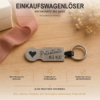 Einkaufswagenlöser Patentante mit Herz Personalisierter Edelstahl-Einkaufswagenlöser mit Herz und Gravur Patentante mit Herz