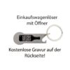 Einkaufswagenlöser Save Water Drink Beer Silberner Einkaufswagenlöser mit Flaschenöffner und Save-Water-Drink-Beer-Gravur