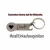 Originalansicht der silbernen Öffner-Version mit Herz und Danke-Gravur