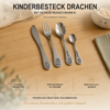 Kinderbesteck Drachen mit Namen Personalisiertes vierteiliges Kinderbesteck mit Drachenmotiven und Wunschname