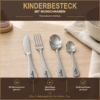 Kinderbesteck mit Wunschname Personalisiertes vierteiliges Kinderbesteck mit Namensgravur
