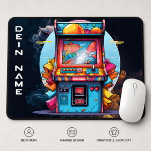 Personalisiertes Gaming Mauspad mit Arcade Automat und Wunschname
