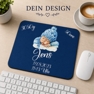 Mauspad personalisiert mit Geburtsdaten - Wunschmotiv, Name & Foto Personalisiertes Mauspad mit Geburtsdaten Name und Wunschmotiv