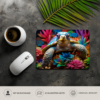 Personalisiertes Schildkröten Mauspad mit buntem Blumenmotiv