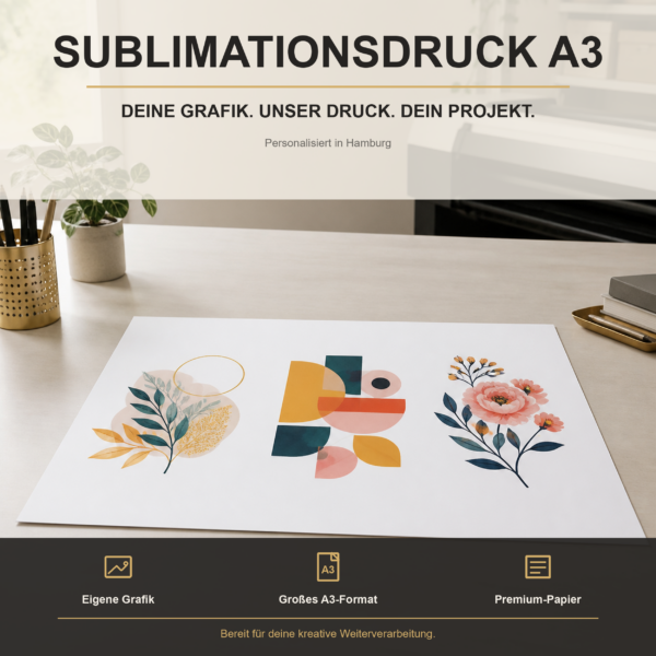 Individueller A3-Sublimationsdruck auf Premium-Papier mit eigener Grafik