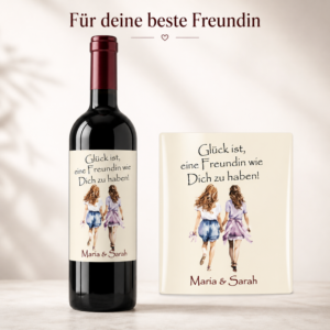 Weinetikett Beste Freundin personalisiert - wasserfester Flaschenaufkleber mit Wunschtext