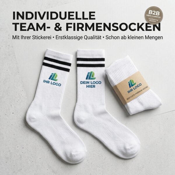 1 Bestickte Sportsocken mit Firmen- oder Vereinslogo – personalisiert ab 5 Paar