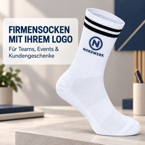 2 Bestickte Sportsocken mit Firmen- oder Vereinslogo – personalisiert ab 5 Paar