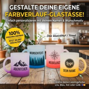 Personalisierte Glastasse mit Farbverlauf 300 ml