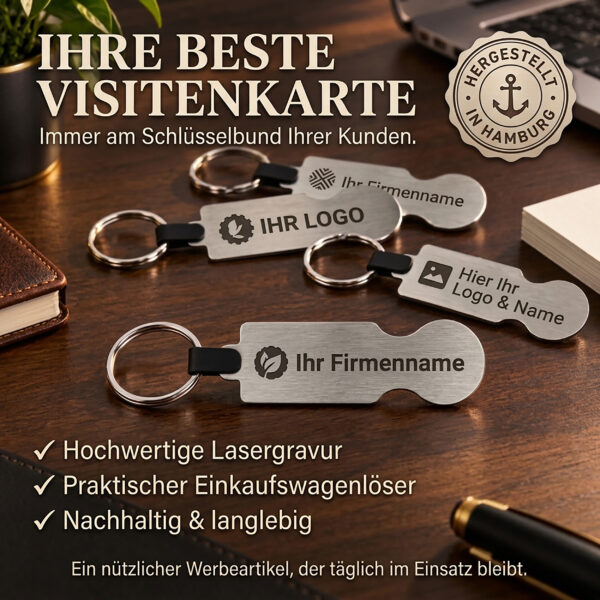 Firmen Einkaufswagenlöser gimi1 Personalisierter Einkaufswagenlöser mit Firmenlogo – Werbeartikel ab 50 Stück
